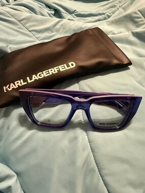 Karl Lagerfeld Purple Translucent Cat-Eye Prescription Glasses